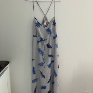 Blue Feather Pattern Dress